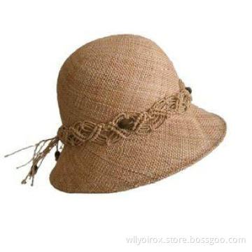 Custom Women Straw Hats With Crochet Trimming Band, Summer